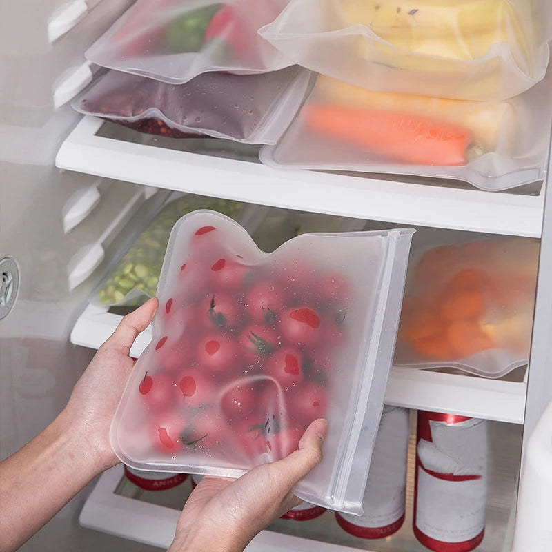 Reusable Silicone Food Storage Bags, Leakproof