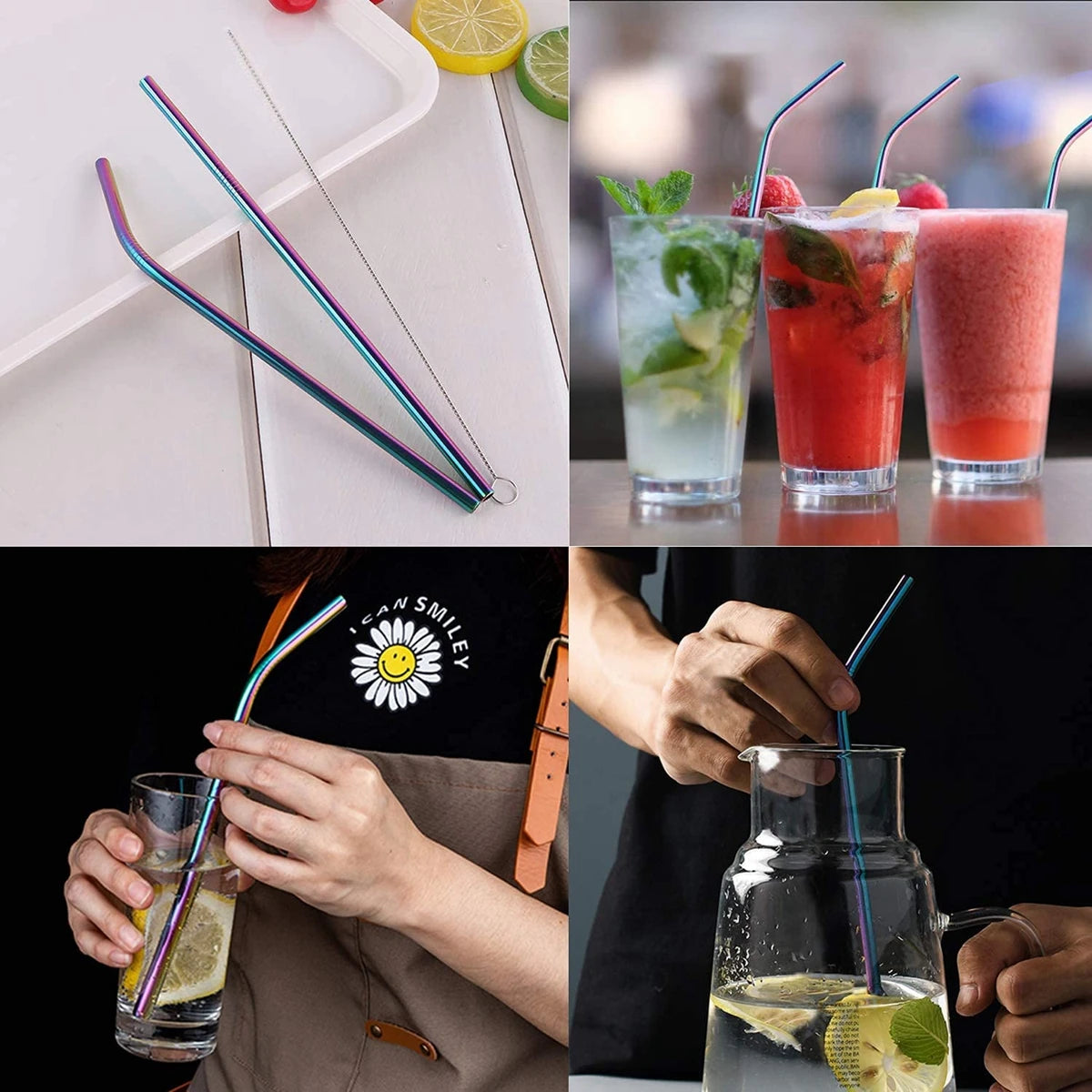 Stainless Steel Reusable Straws with Cleaning Brush