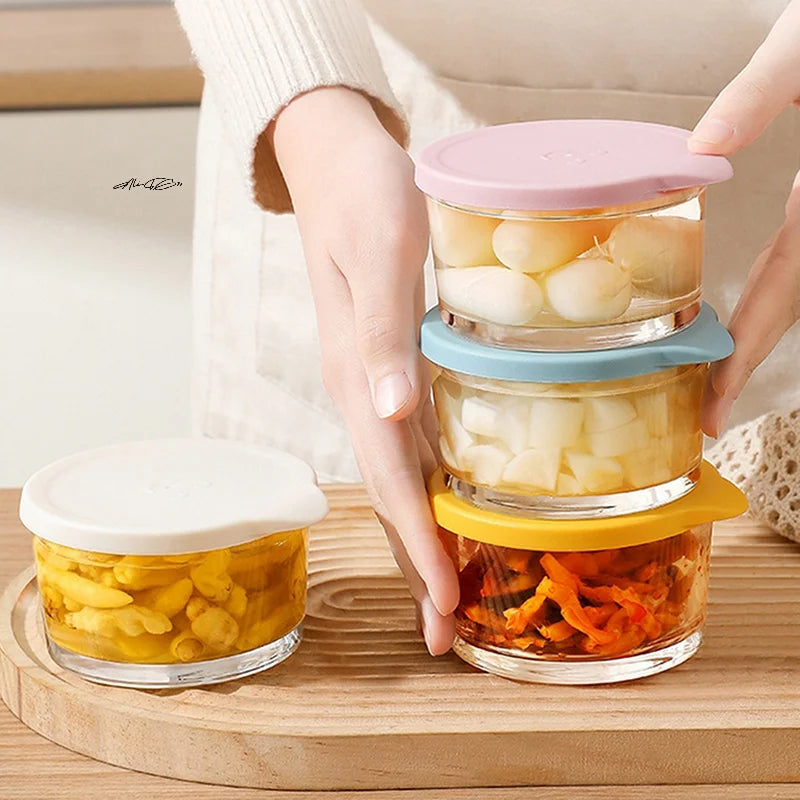 Round Glass Food Storage Containers, Set of 4