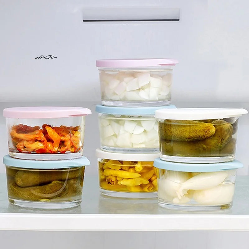 Round Glass Food Storage Containers, Set of 4