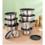 Nesting Prep Bowls with Lids, Stainless Steel Set