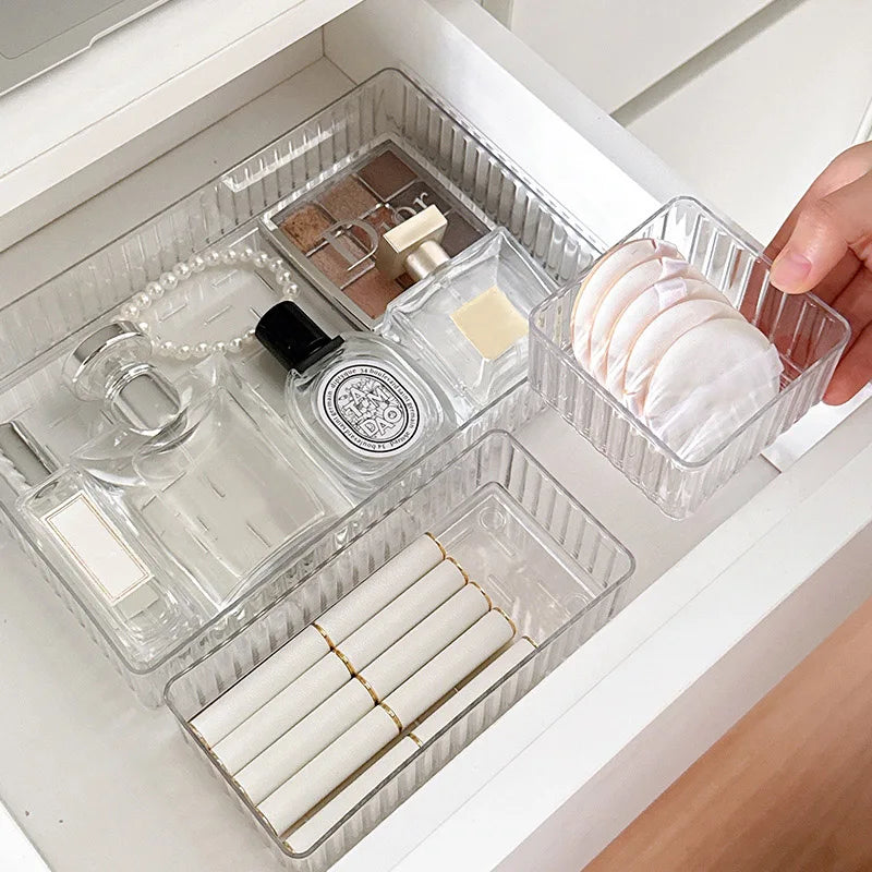 Clear Drawer Organizer Trays for Bathroom Vanity