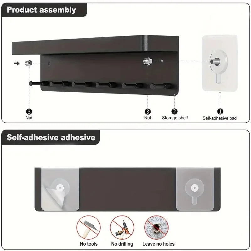 Entryway Key & Mail Organizer with Hooks