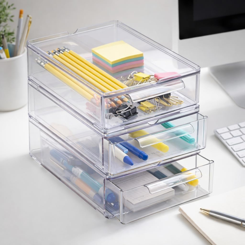 Modular Stackable Storage Drawers, 3-Pack