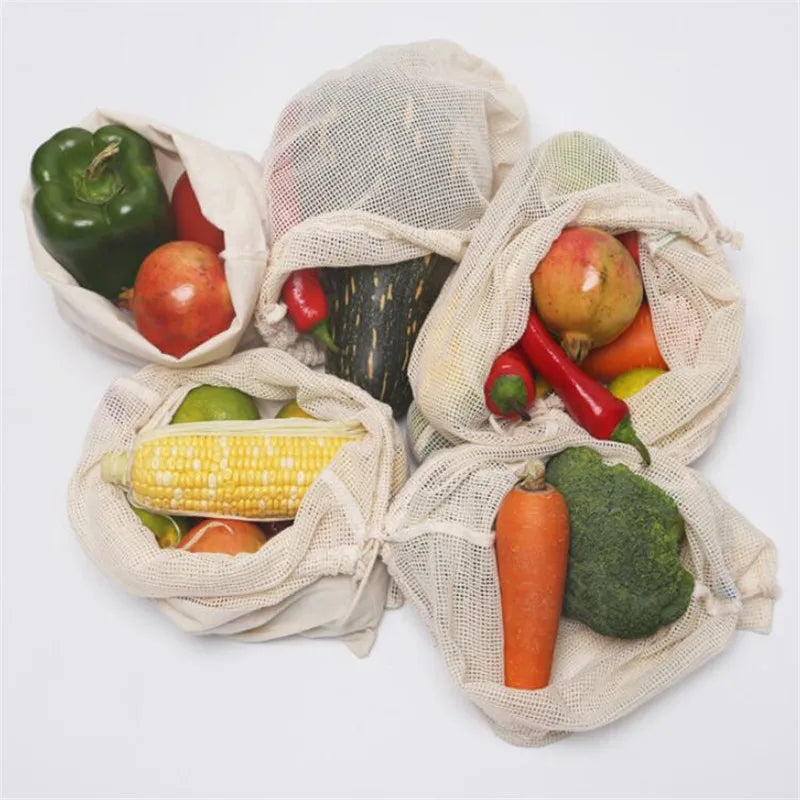 Reusable Cotton Mesh Produce Bags
