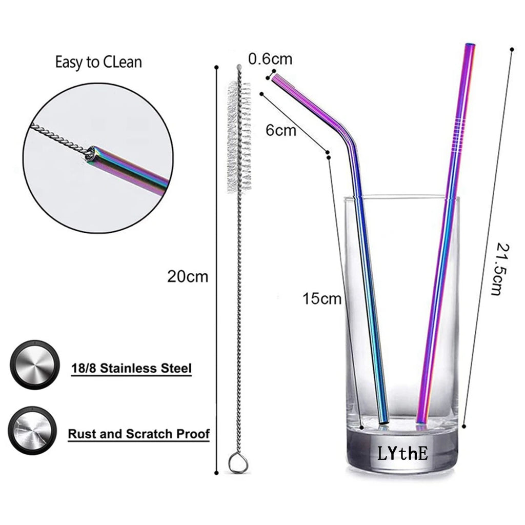 Stainless Steel Reusable Straws with Cleaning Brush