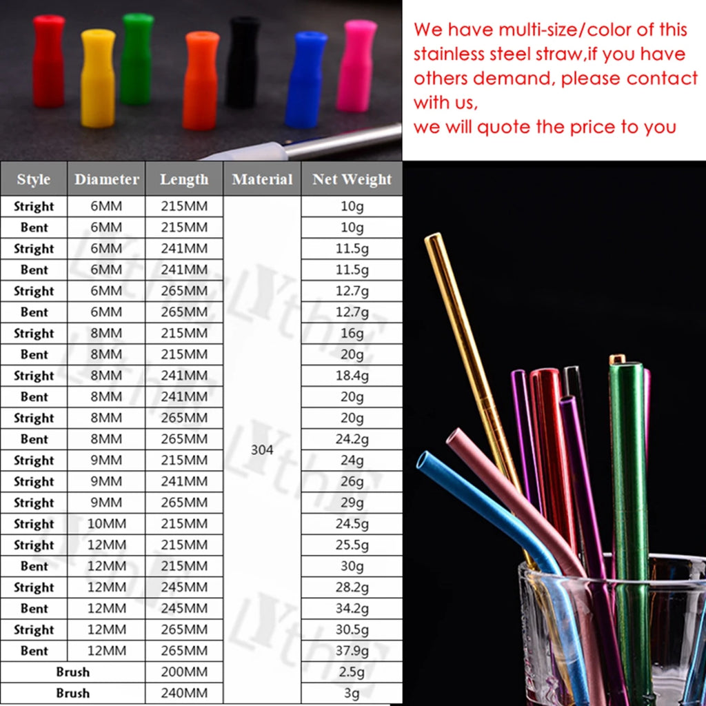 Stainless Steel Reusable Straws with Cleaning Brush