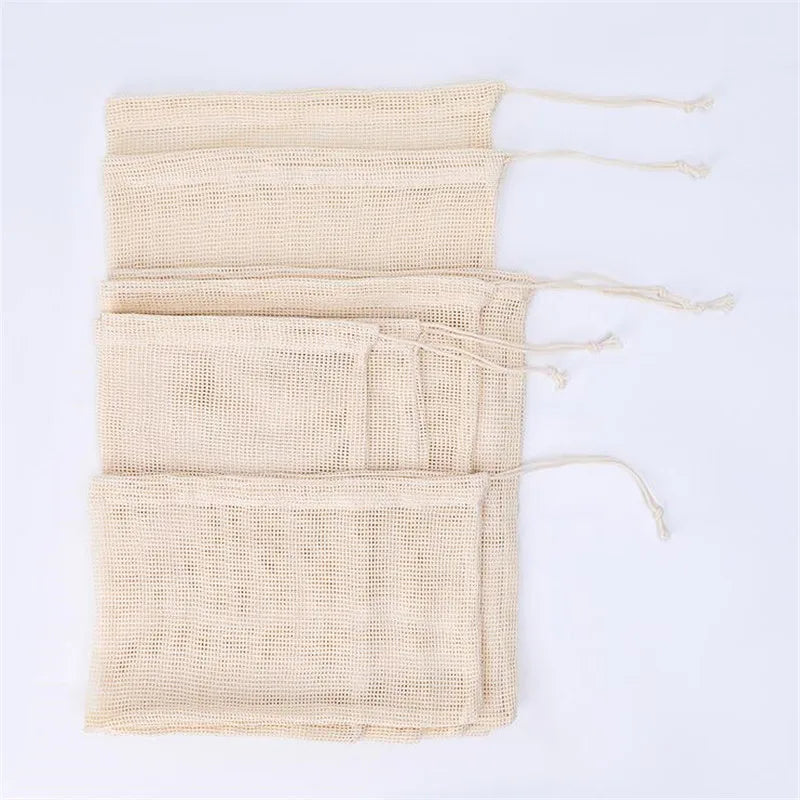 Reusable Cotton Mesh Produce Bags