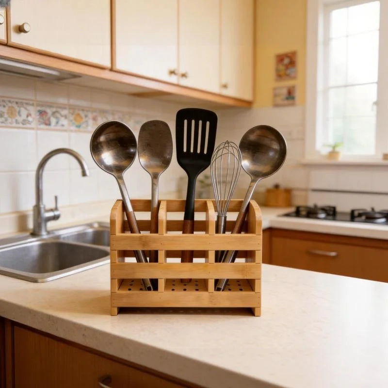Bamboo Kitchen Utensil Holder