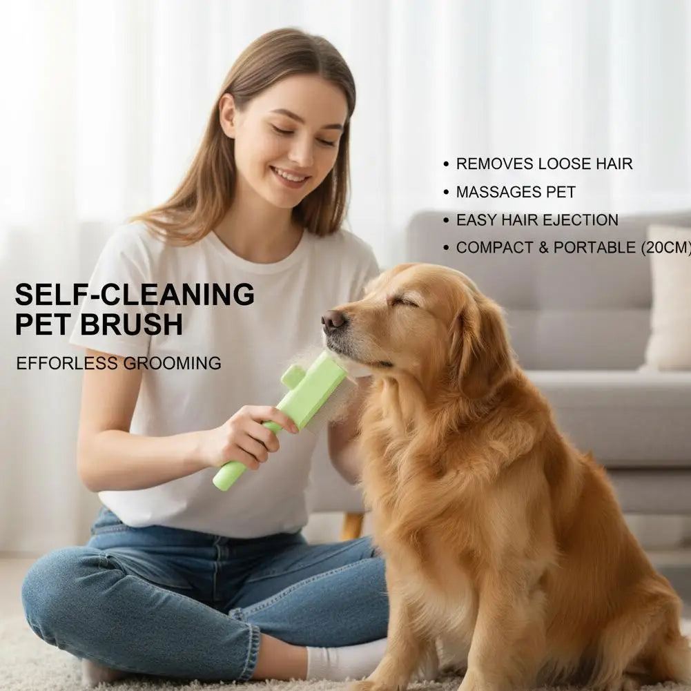 Self-Cleaning Deshedding Pet Grooming Brush