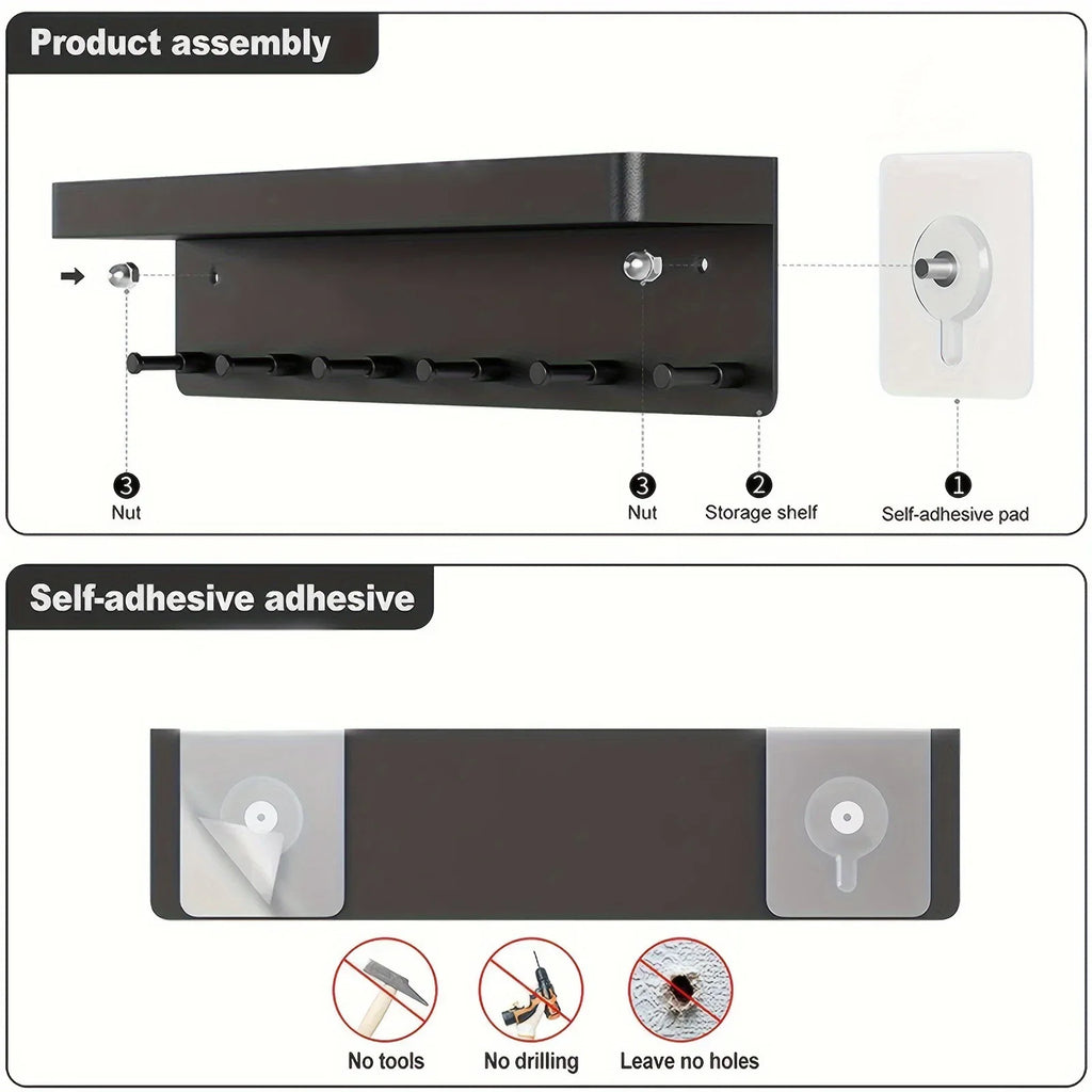 Entryway Key & Mail Organizer with Hooks