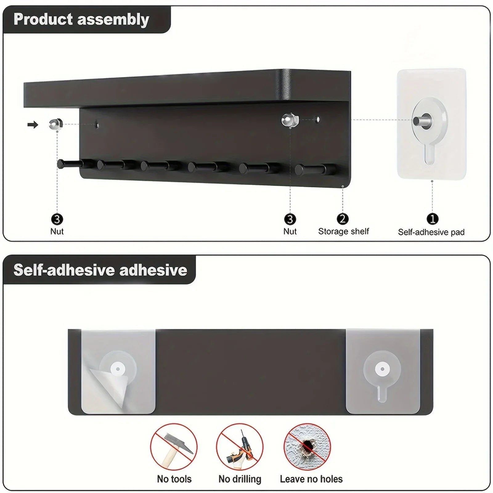 Entryway Key & Mail Organizer with Hooks