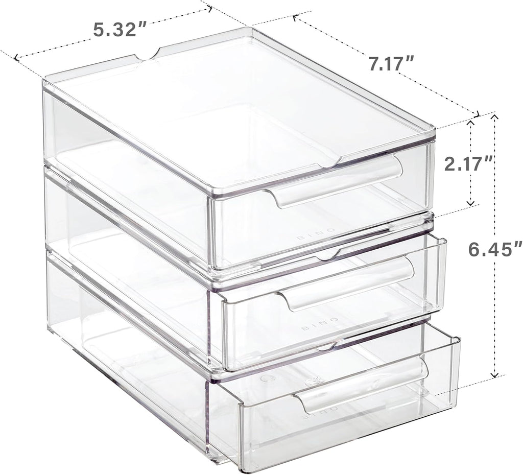 Modular Stackable Storage Drawers, 3-Pack