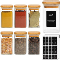 Glass Spice Jars with Bamboo Lids & Labels