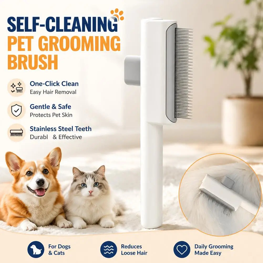 Self-Cleaning Deshedding Pet Grooming Brush