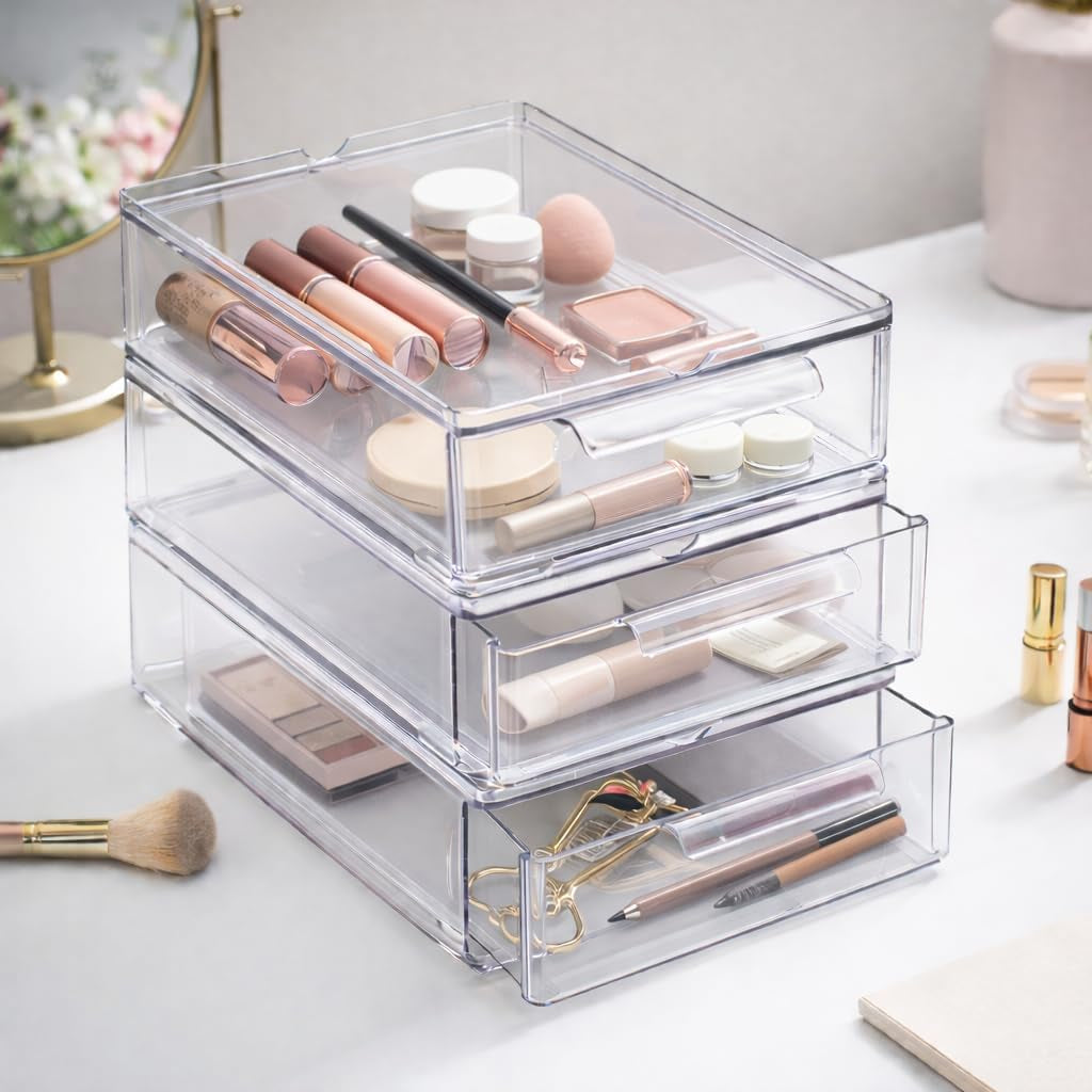 Modular Stackable Storage Drawers, 3-Pack